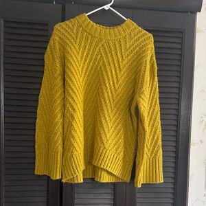 a new day Mustard Cable Knit Crewneck Sweater